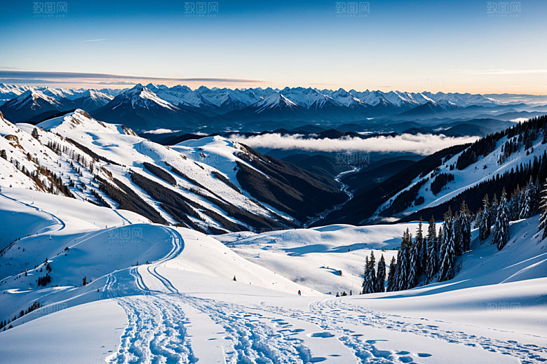 雪山顶峰自然摄影图
