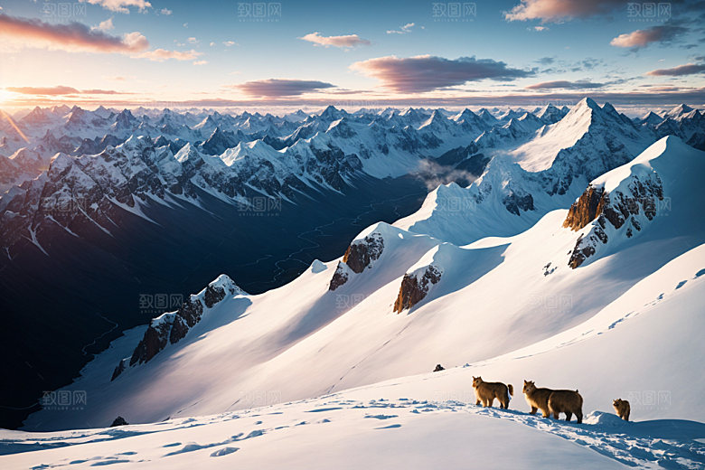 雪山风景雪峰摄影图