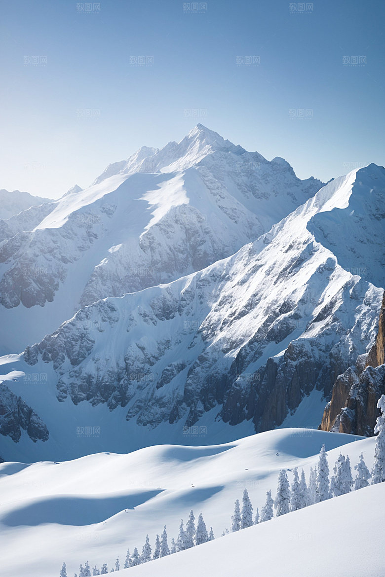 雪山顶峰高山摄影图