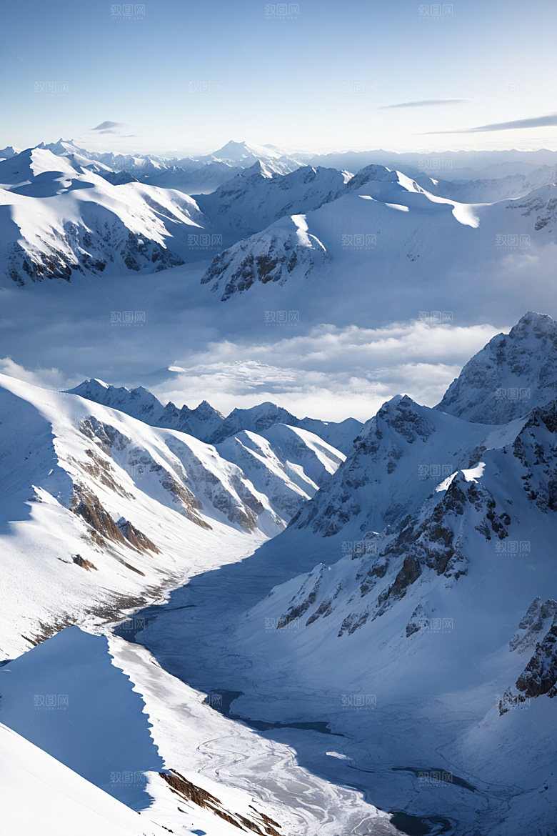 雪山风景雪峰摄影图