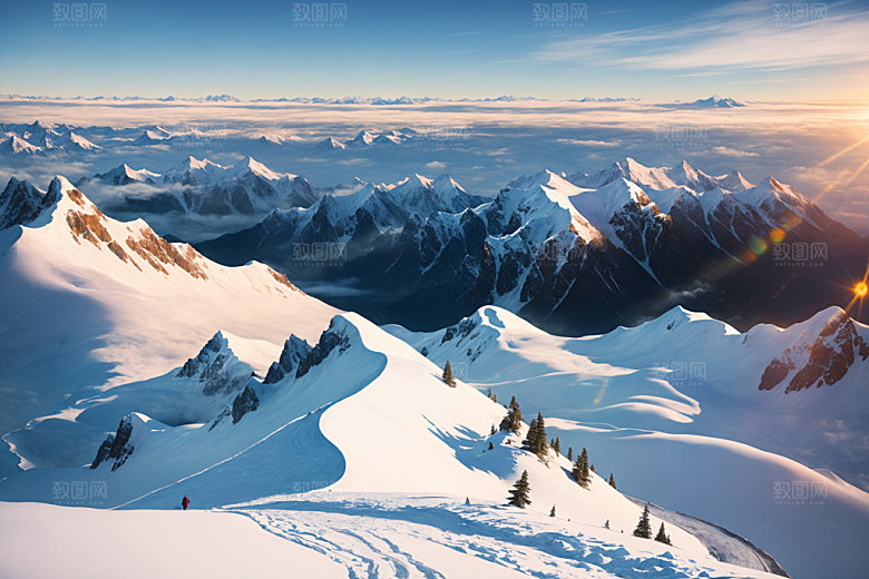 雪山顶峰高清摄影图