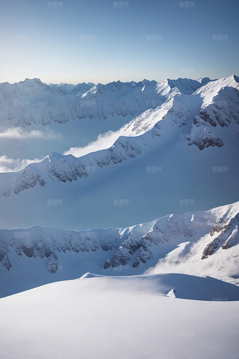 雪山高海拔雪峰摄影图
