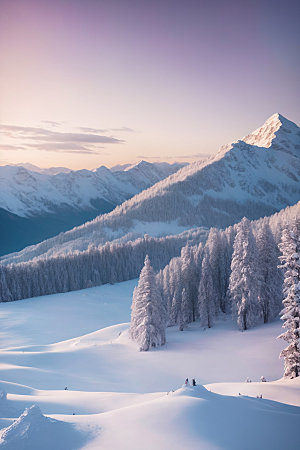 雪山雪峰自然摄影图