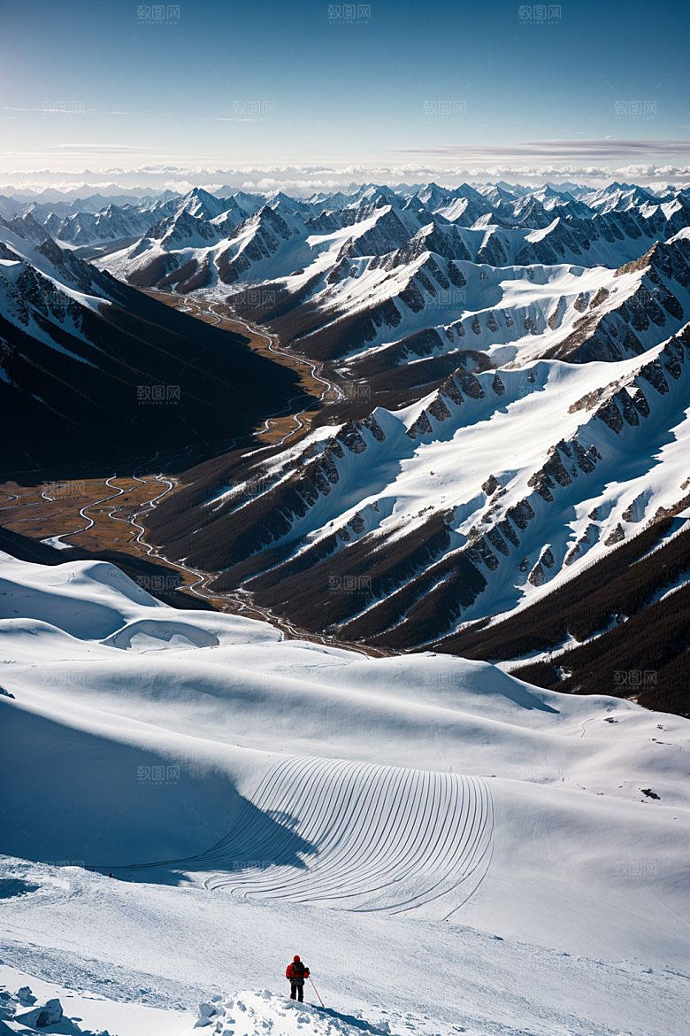雪山顶峰高山摄影图