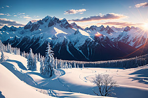 雪山自然风景摄影图