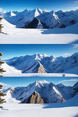 雪山高山雪峰摄影图