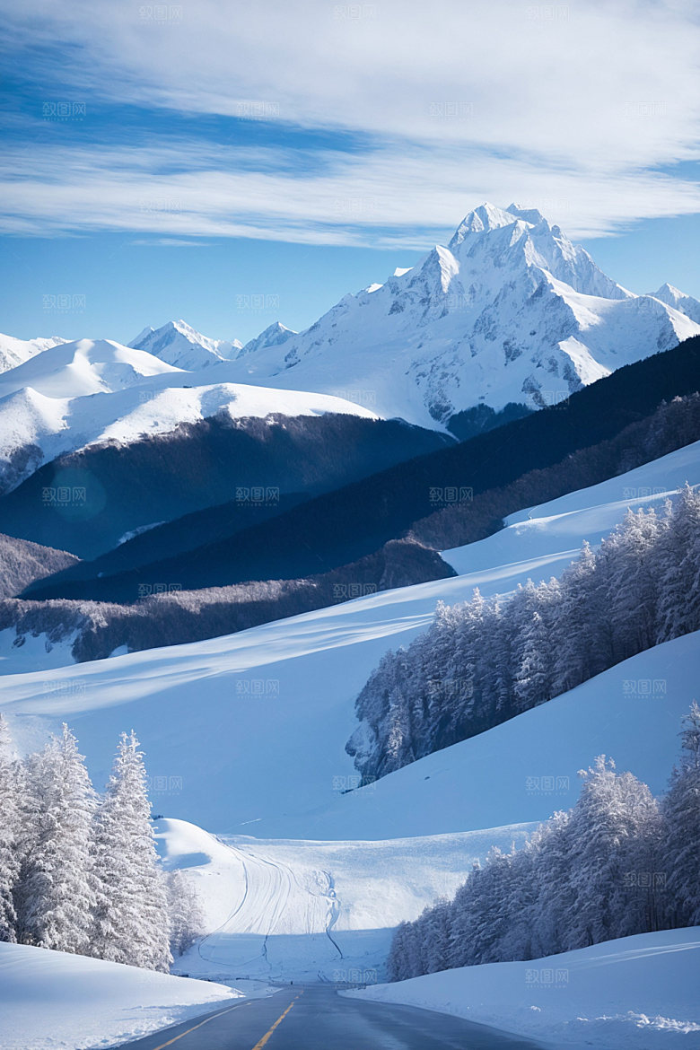 雪山自然高山摄影图
