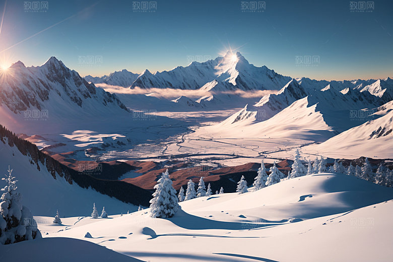 雪山自然风景摄影图