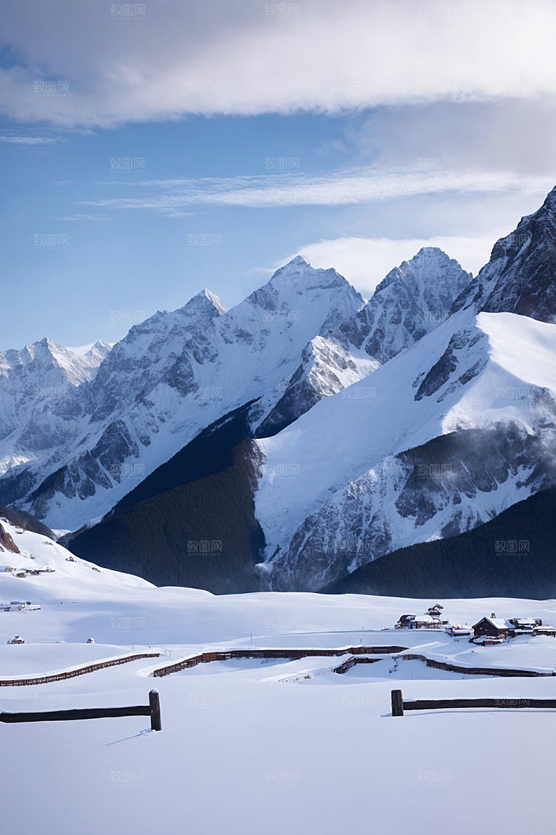 雪山顶峰高海拔摄影图
