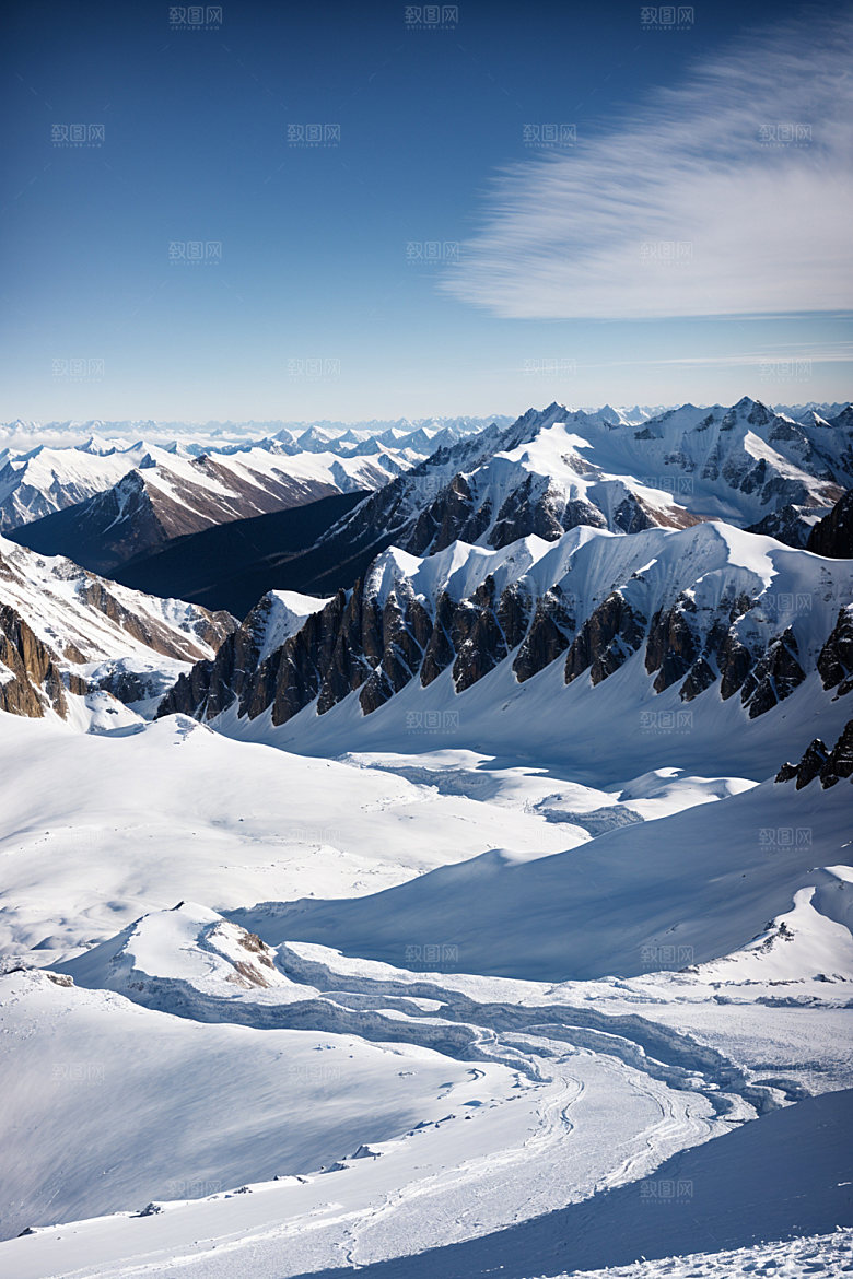 雪山高山顶峰摄影图
