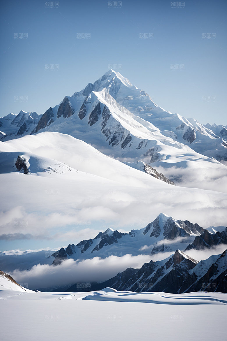 雪山雪峰风光摄影图