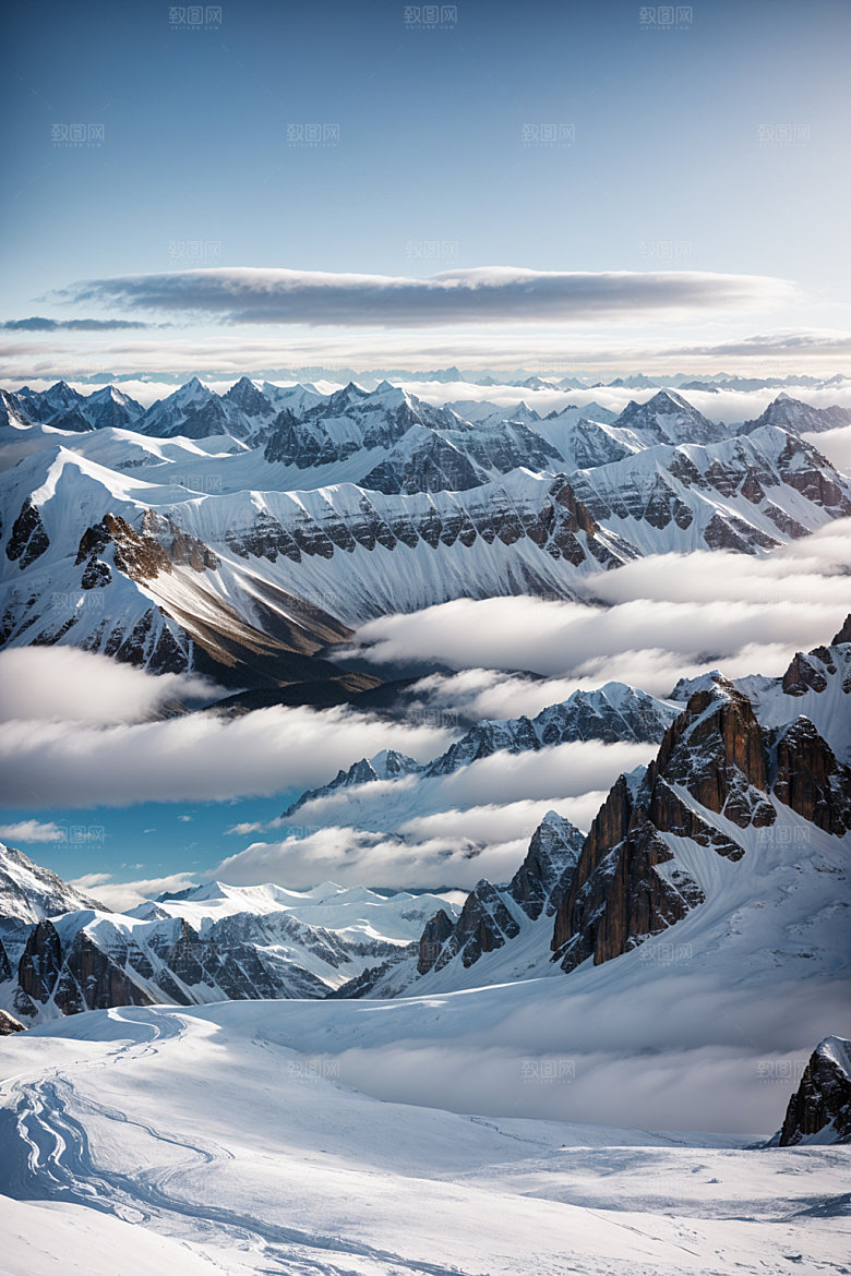 雪山雪峰风光摄影图