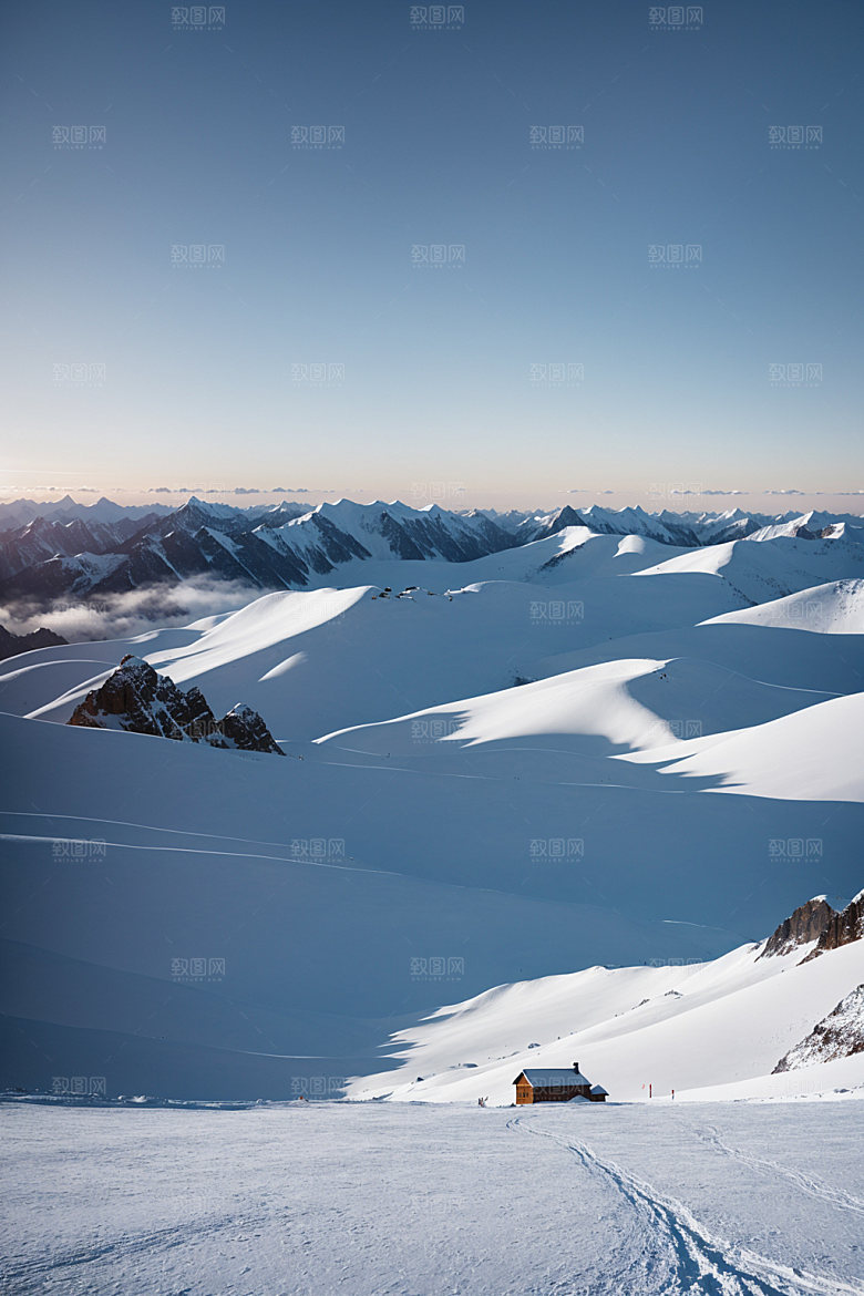 雪山雪峰风景摄影图