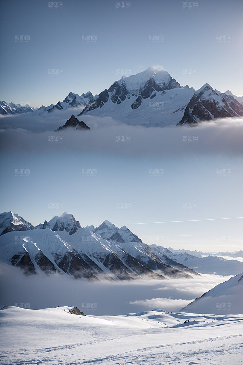 雪山雪峰顶峰摄影图