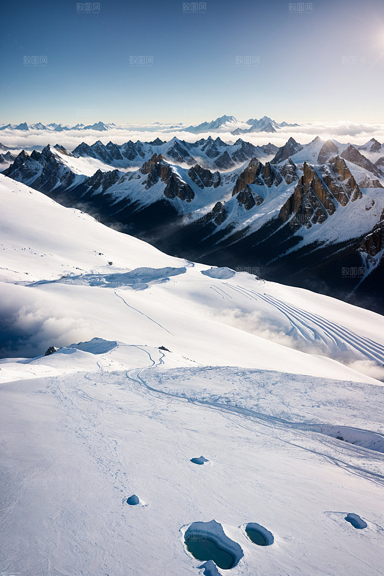 雪山自然高山摄影图