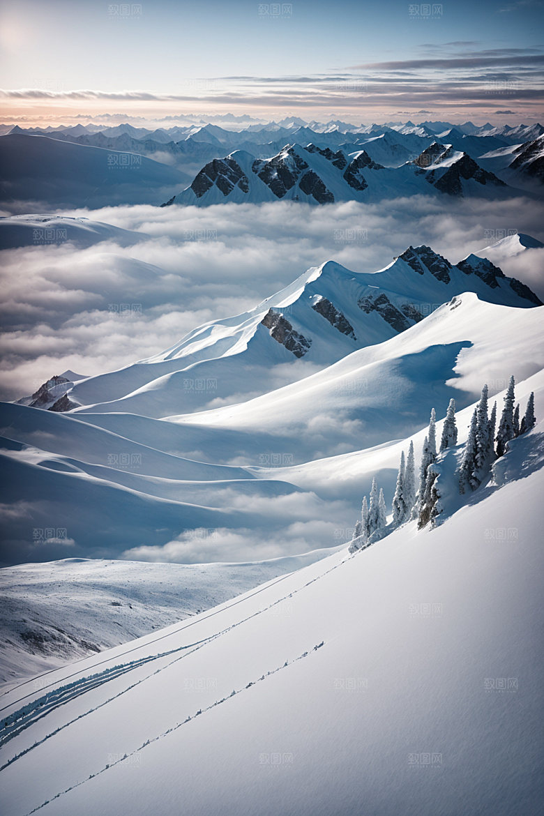 雪山自然风景摄影图