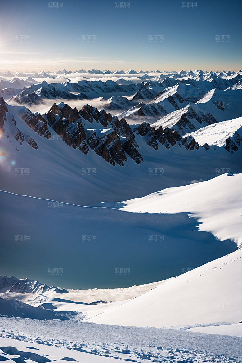 雪山雪峰高山摄影图