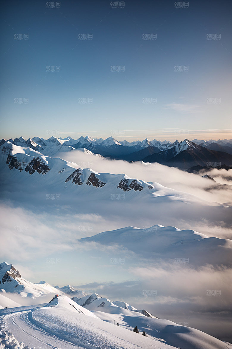 雪山雪峰自然摄影图