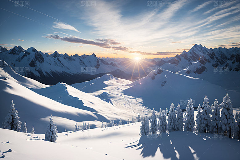 雪山自然顶峰摄影图