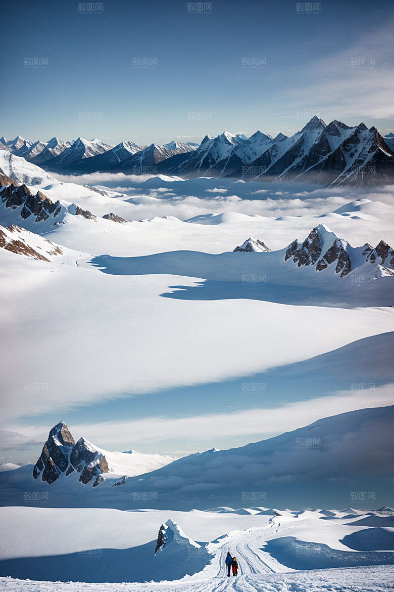 雪山风景顶峰摄影图