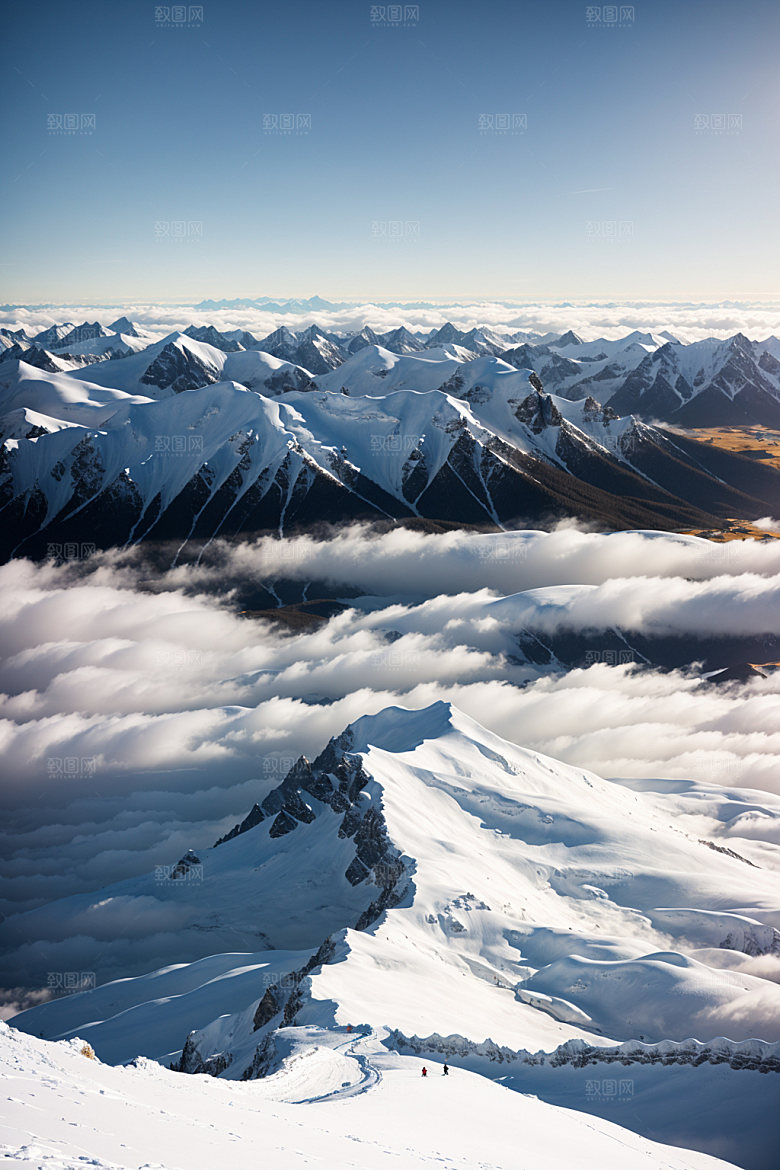 雪山顶峰高清摄影图