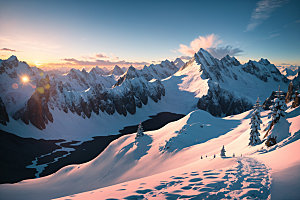 雪山高清顶峰摄影图