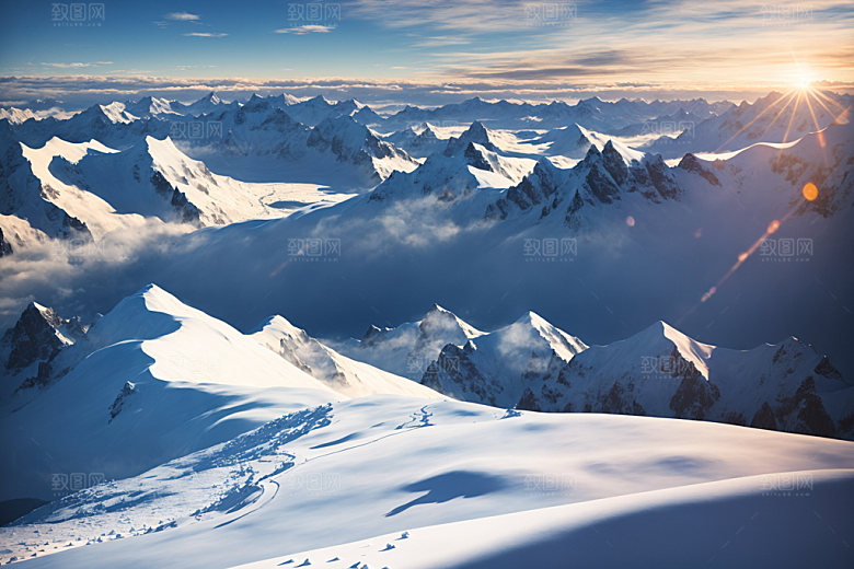 雪山风景高海拔摄影图
