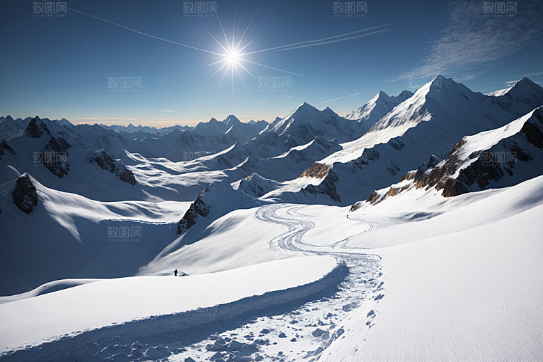 雪山雪峰顶峰摄影图