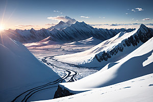 雪山顶峰自然摄影图