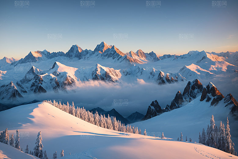 雪山风光顶峰摄影图