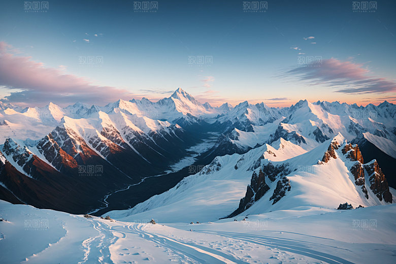 雪山顶峰风景摄影图