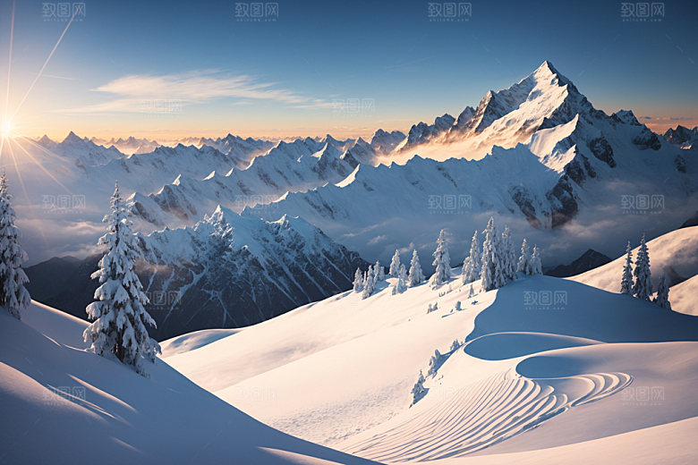 雪山高海拔雪峰摄影图
