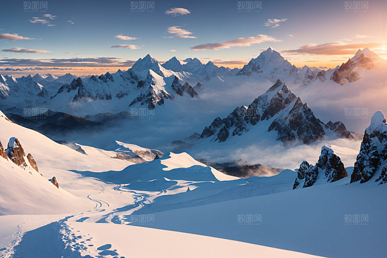 雪山高山雪峰摄影图