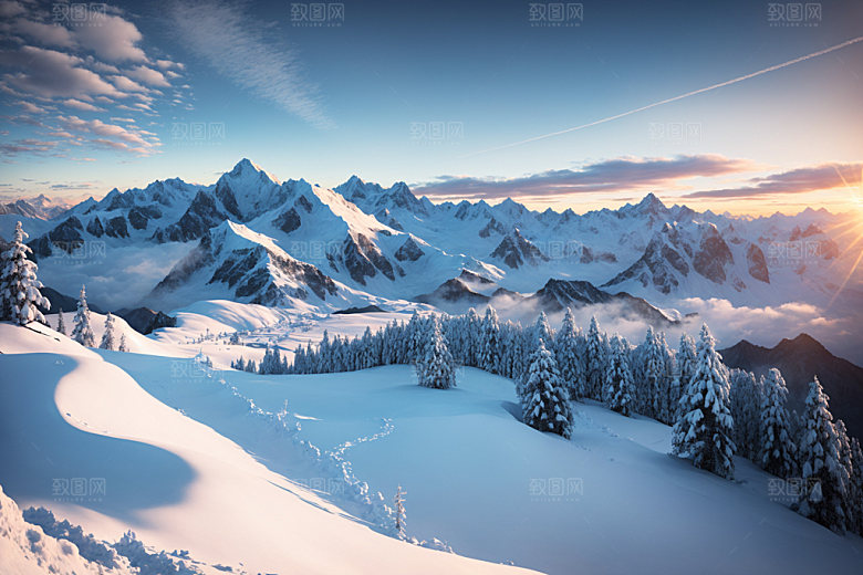 雪山高海拔风景摄影图