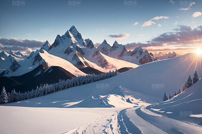 雪山风光高山摄影图
