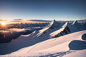 雪山雪峰风光摄影图