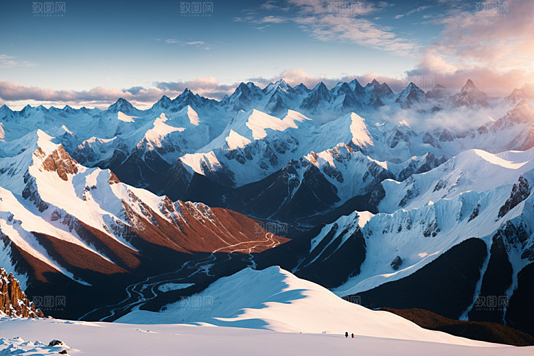 雪山顶峰高海拔摄影图