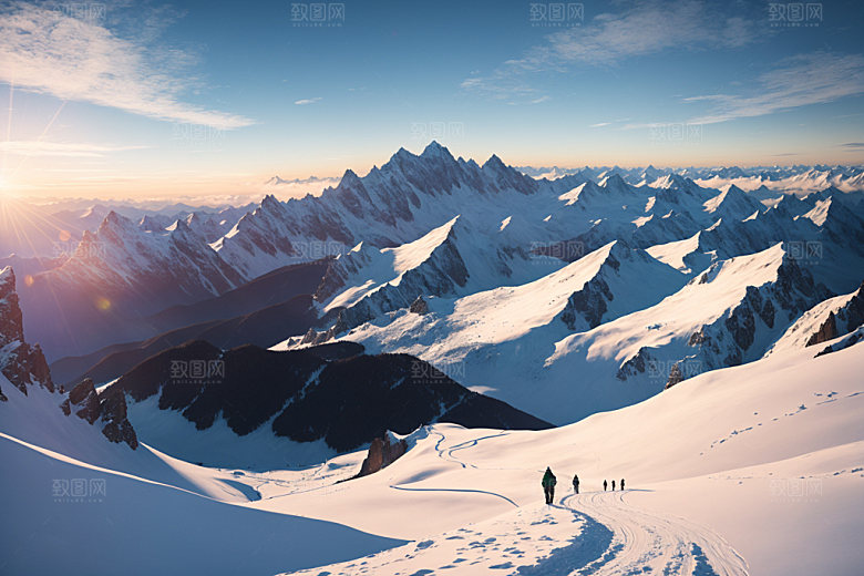 雪山顶峰高山摄影图