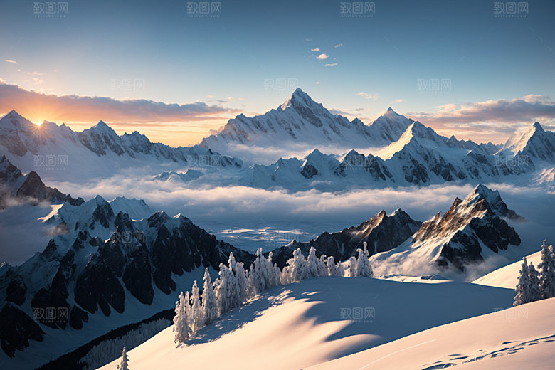 雪山自然顶峰摄影图