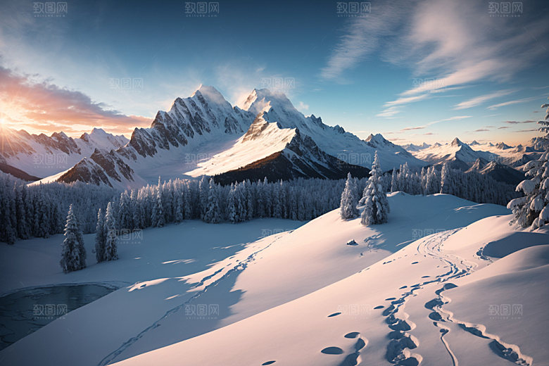 雪山高海拔自然摄影图