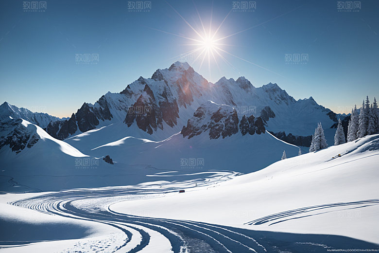 雪山高海拔顶峰摄影图