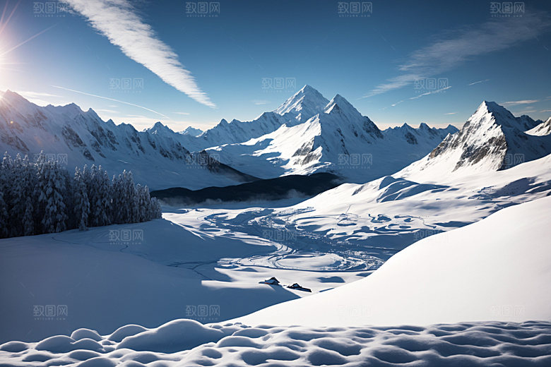雪山自然雪峰摄影图