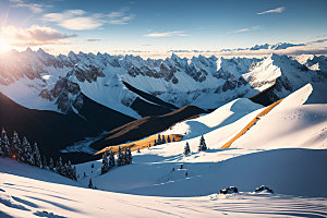雪山雪峰高清摄影图