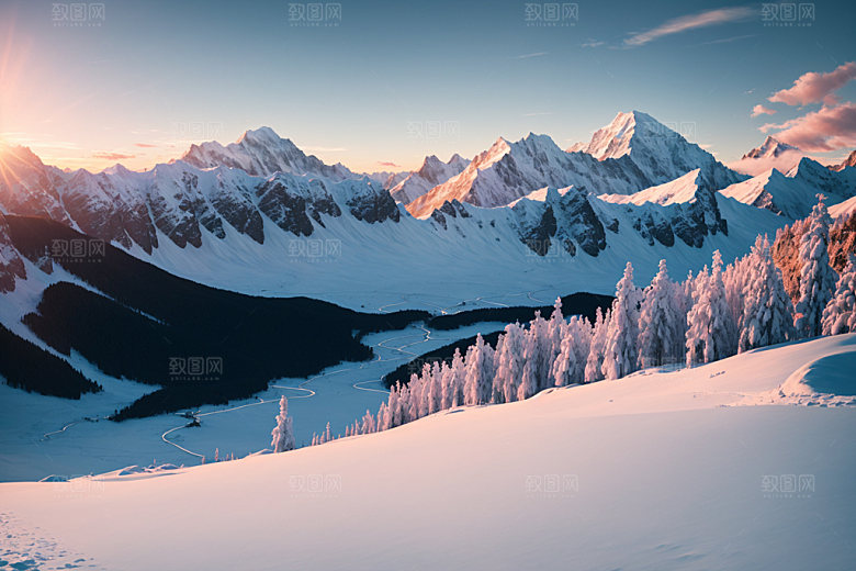雪山风景自然摄影图