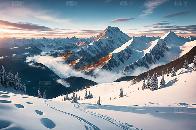 雪山风光自然摄影图
