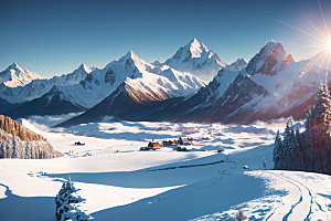 雪山高海拔雪峰摄影图