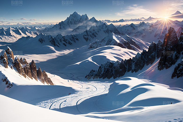 雪山顶峰自然摄影图