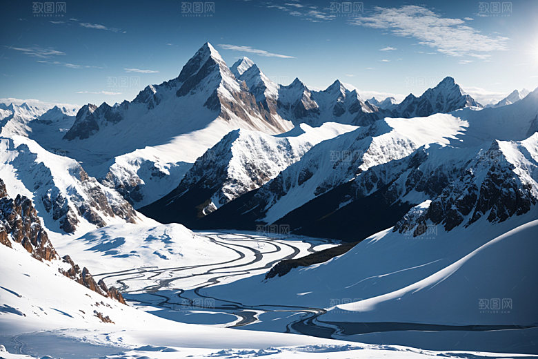 雪山高山雪峰摄影图