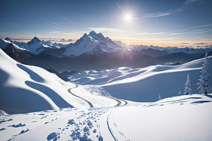 雪山高清顶峰摄影图