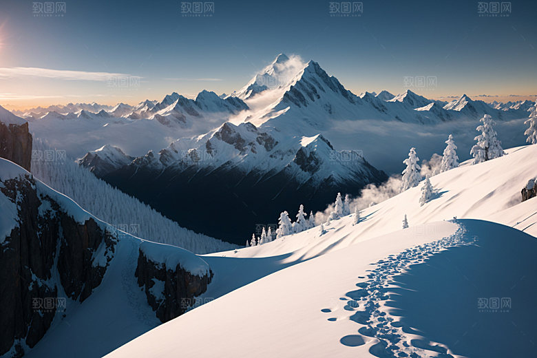 雪山高海拔风光摄影图